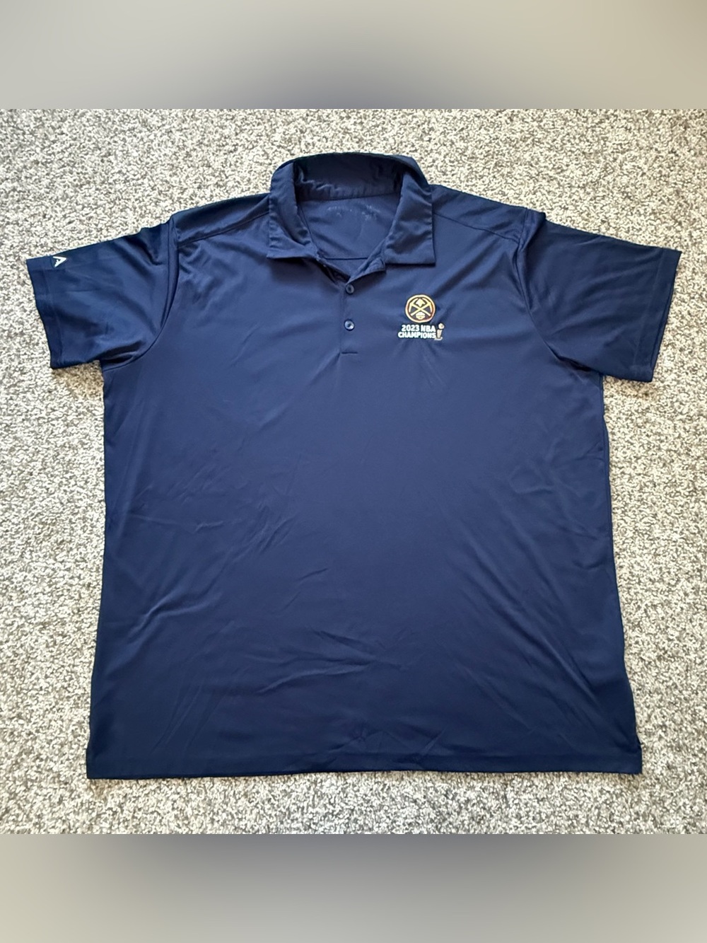 Men's Navy Denver Nuggets Polo Shirt with Embroidered 2023 NBA Champions Logo